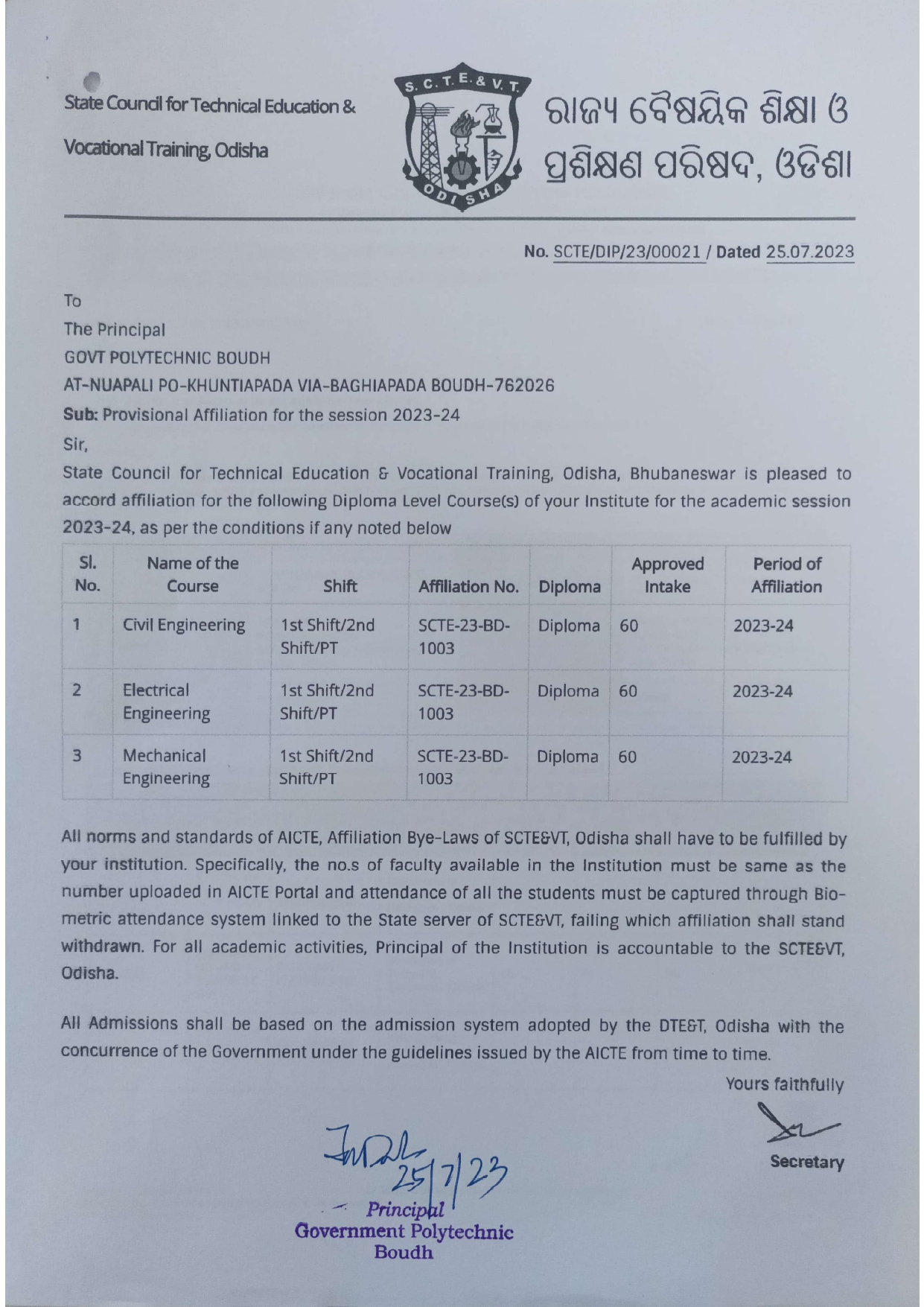 SCTE&VT AFFLIATION 2023-24